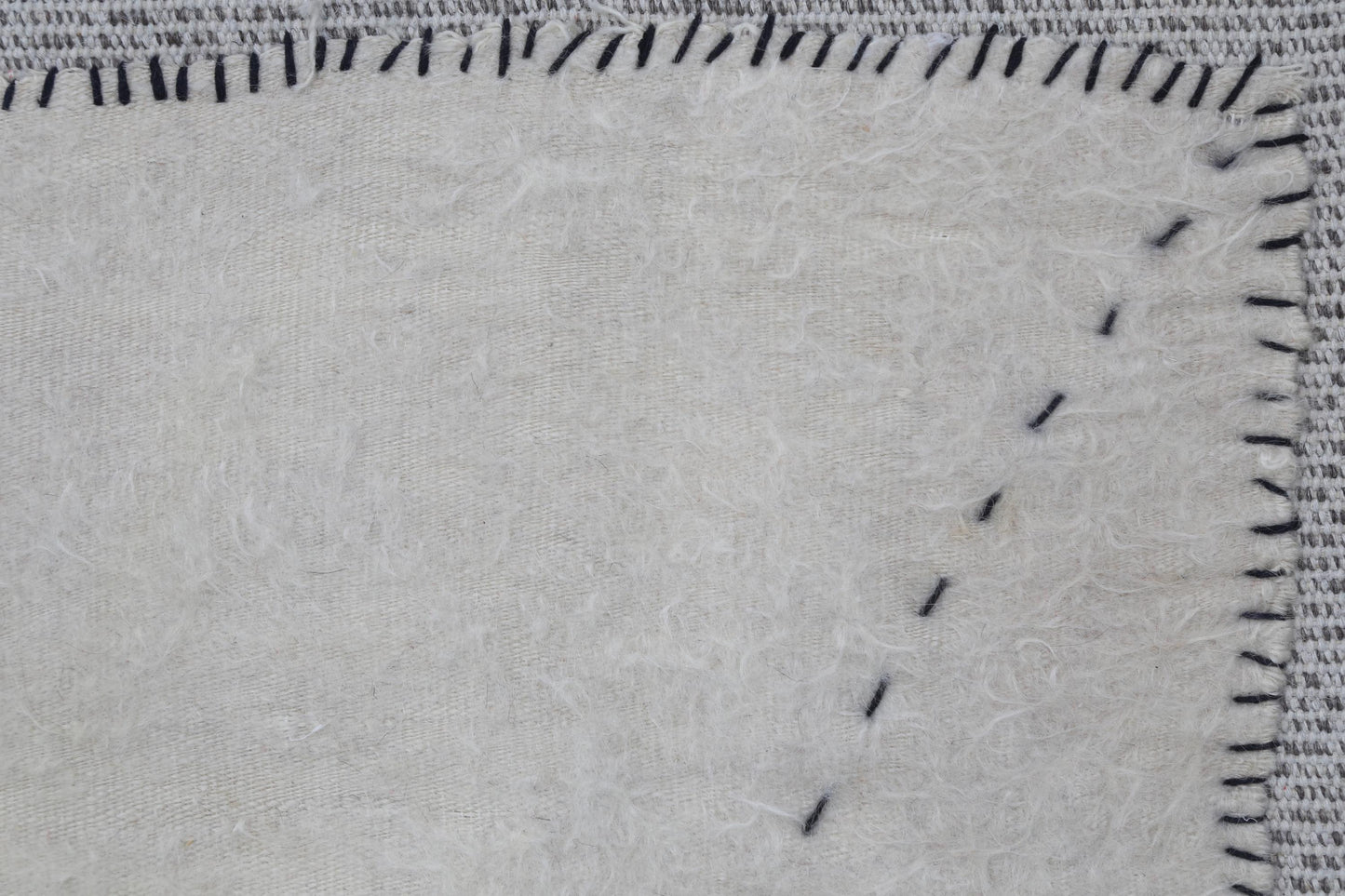 3x4 Minimalist Turkish Wool Tapestry Rug, Handmade Beige White Wall Hanging, Organic Fiber Textile Art