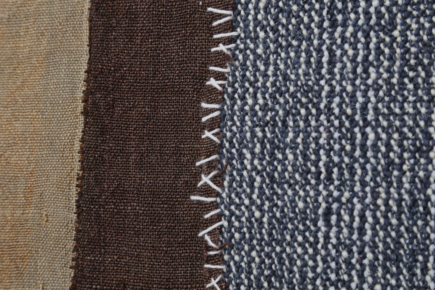 3x4 Handmade Wool Tapestry Rug, Neutral Brown Color Block Wall Hanging, Modern Textile Art