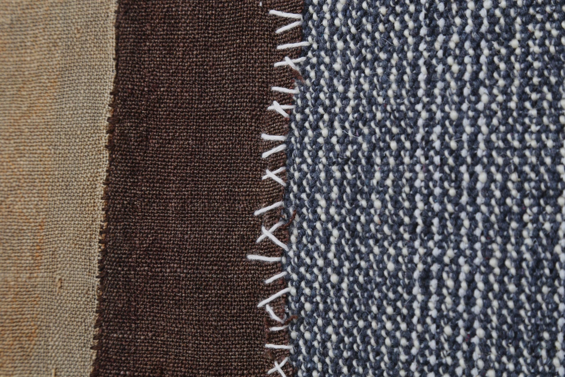 3x4 Handmade Wool Tapestry Rug, Neutral Brown Color Block Wall Hanging, Modern Textile Art
