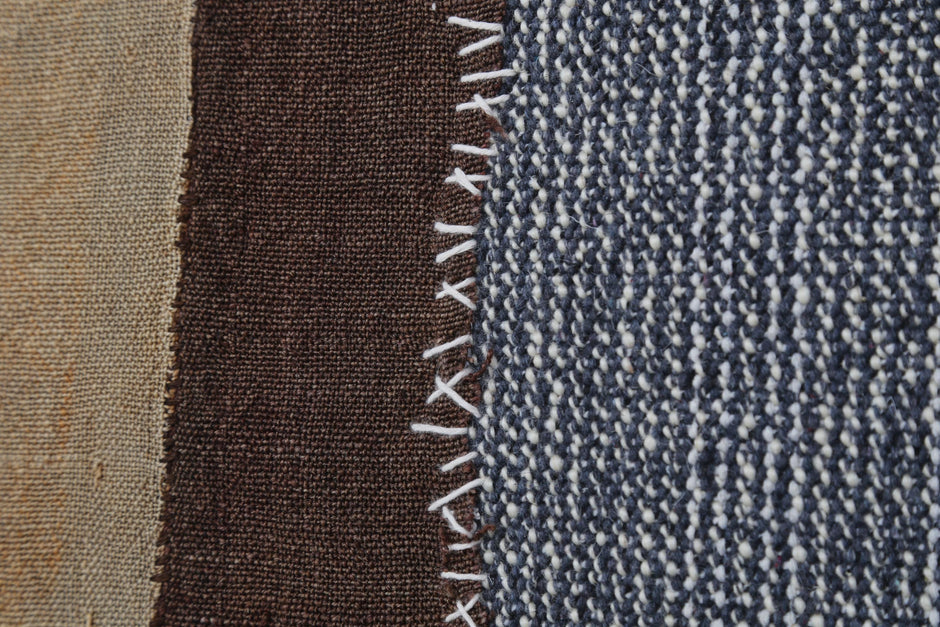 3x4 Handmade Wool Tapestry Rug, Neutral Brown Color Block Wall Hanging, Modern Textile Art