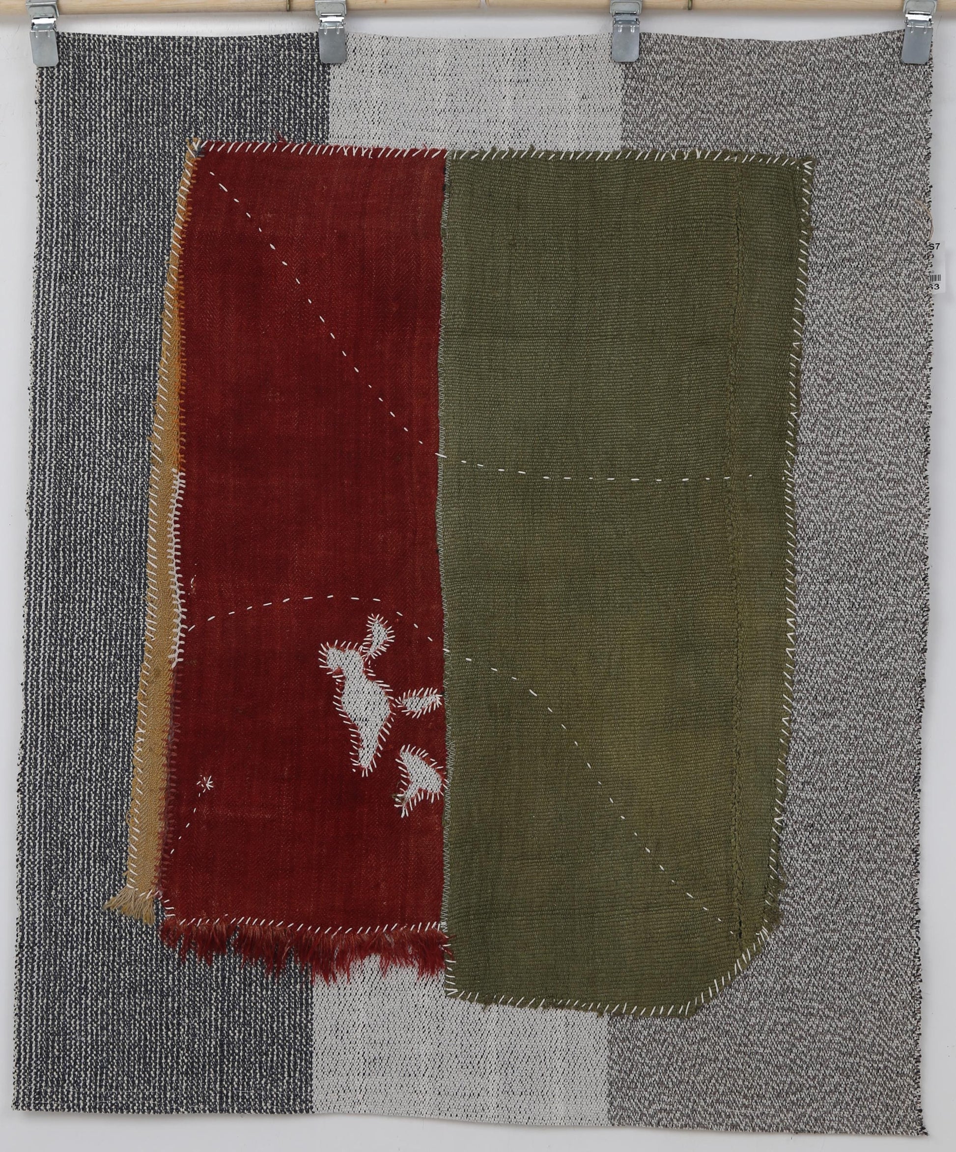 3x4 Handmade Wool Tapestry Rug, Abstract Color Block Wall Hanging, Modern Textile Fiber Art