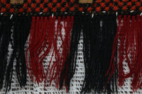 Vintage Turkish Tapestry Rug, Red Black Geometric Wall Hanging (3'2" x 3'5") - photo 6 of 9