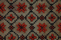 Vintage Turkish Tapestry Rug, Red Black Geometric Wall Hanging (3'2" x 3'5") - photo 7 of 9