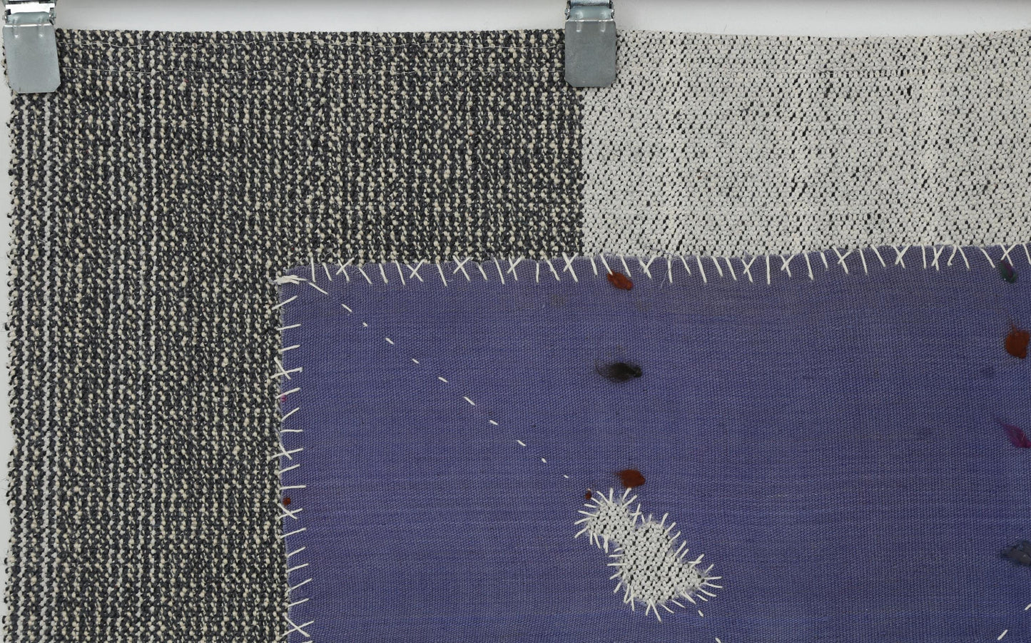 3x4 Handmade Wool Tapestry Rug, Blue Abstract Textile Wall Hanging, Modern Fiber Art Decor