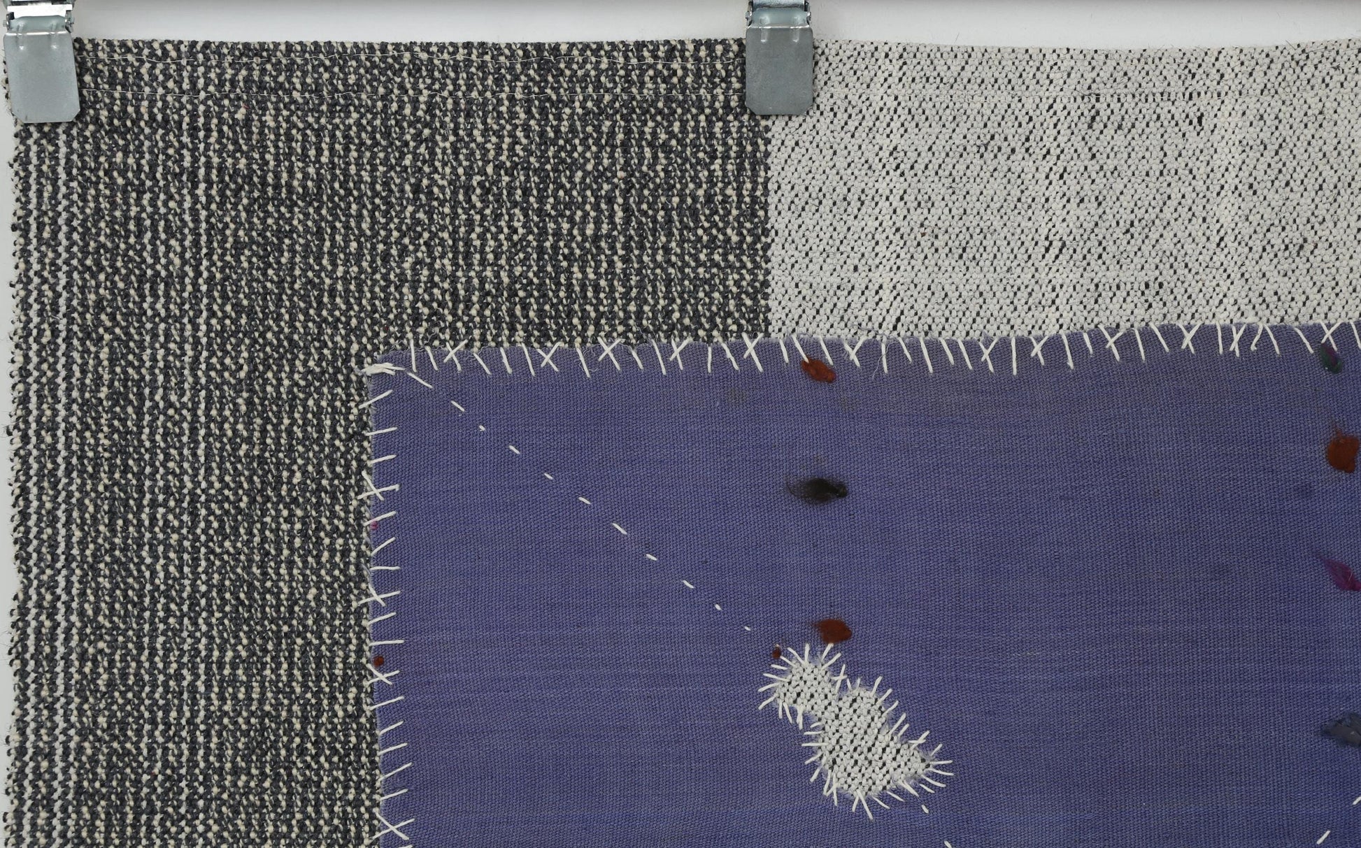 3x4 Handmade Wool Tapestry Rug, Blue Abstract Textile Wall Hanging, Modern Fiber Art Decor