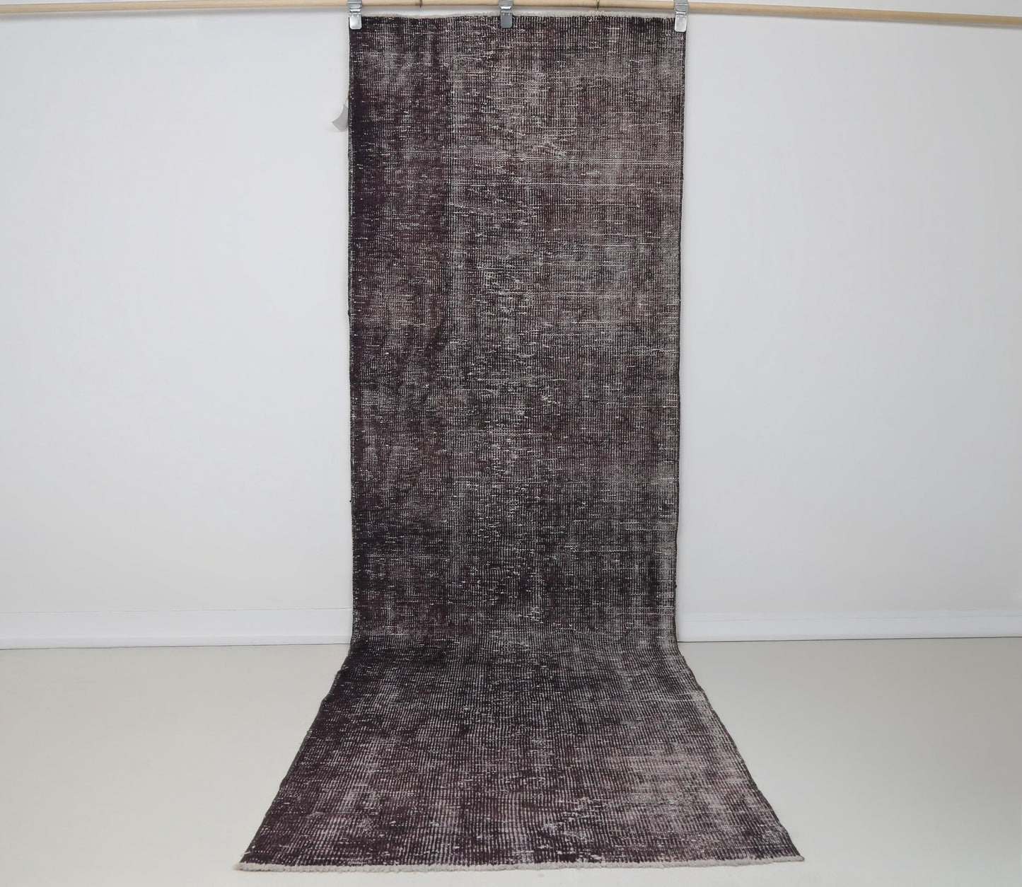 3x10 Vintage Turkish Runner Rug, Handmade Purple Overdyed Wool Runner, Minimalist Hallway Rug