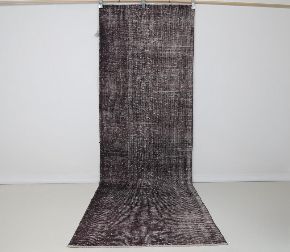 3x10 Vintage Turkish Runner Rug, Handmade Purple Overdyed Wool Runner, Minimalist Hallway Rug