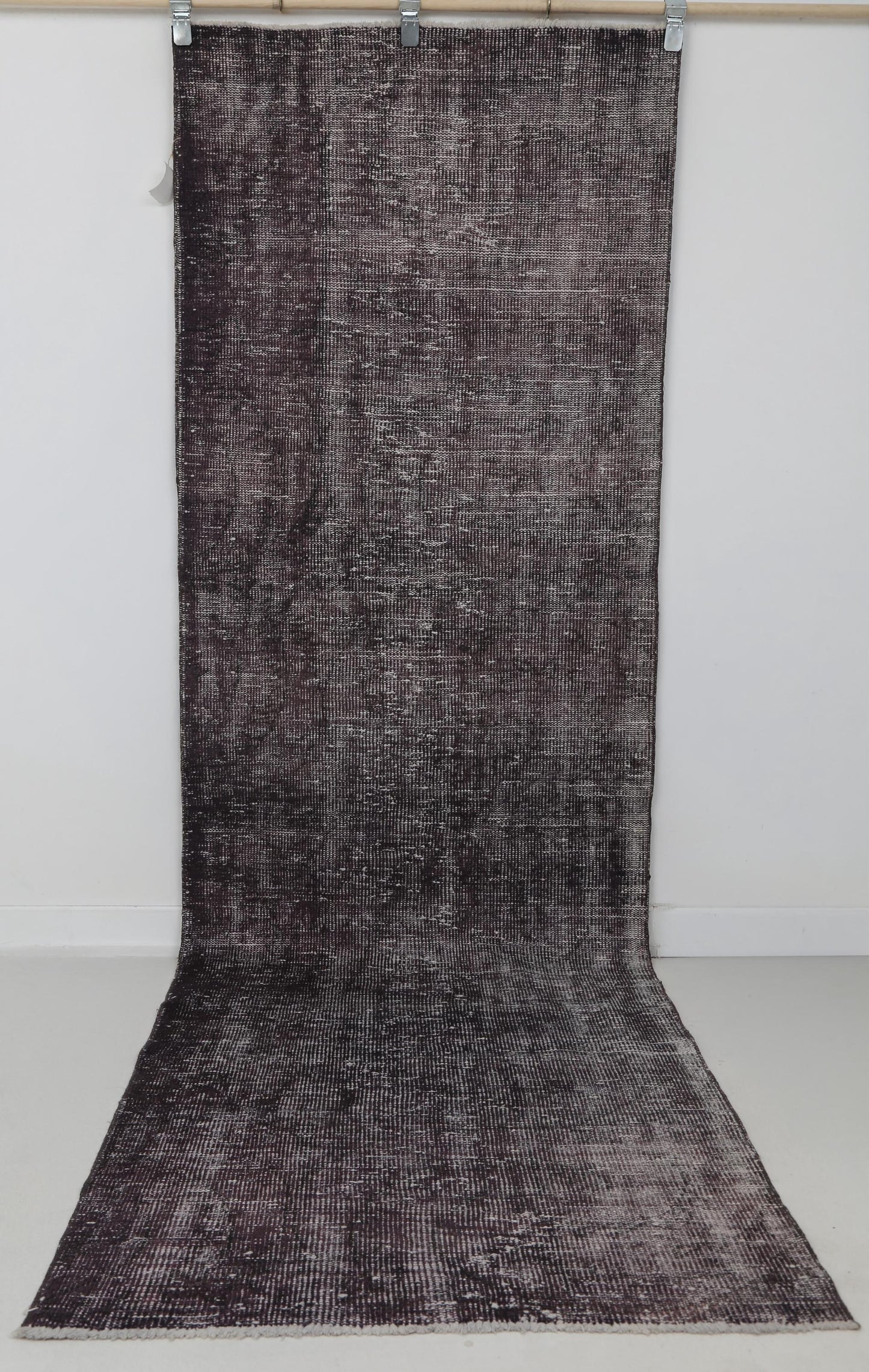 3x10 Vintage Turkish Runner Rug, Handmade Purple Overdyed Wool Runner, Minimalist Hallway Rug