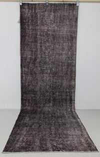 Vintage Turkish Wool Overdyed Runner Rug, Purple Minimalist (3x10) - photo 2 of 9