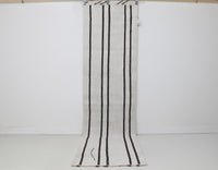 Vintage Turkish Wool Hemp Runner Rug, Black White Striped Minimalist (2x9) - photo 1 of 10