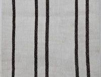 Vintage Turkish Wool Hemp Runner Rug, Black White Striped Minimalist (2x9) - photo 7 of 10