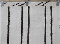Vintage Turkish Wool Hemp Runner Rug, Black White Striped Minimalist (2x9) - photo 5 of 10