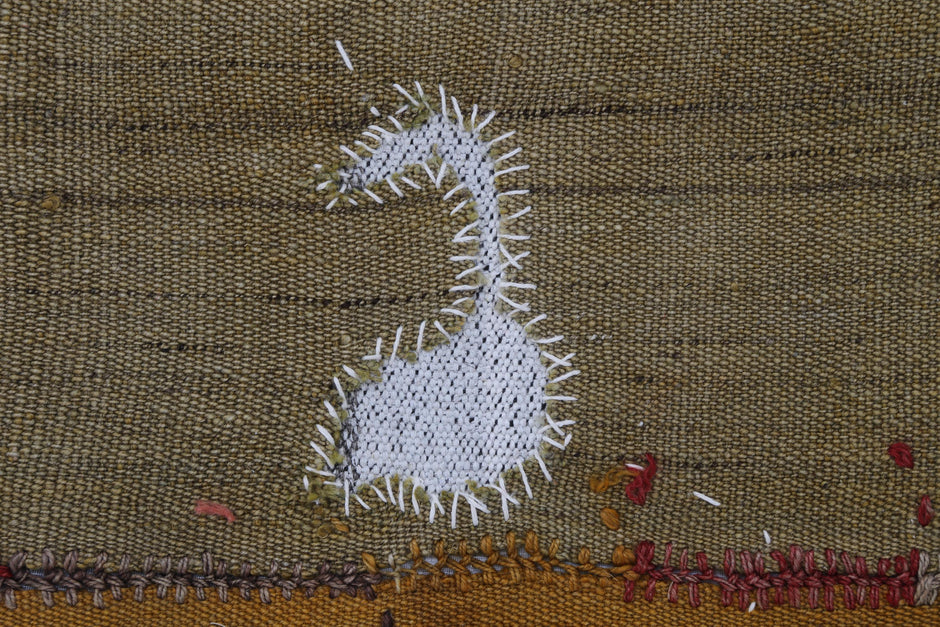 3x4 Handmade Wool Tapestry Rug, Abstract Textile Wall Hanging, Earth Tone Fiber Art Decor