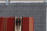 Vintage Turkish Tapestry Rug, Red Rust Striped Motif Wall Hanging (3'7" x 4'5") - photo 6 of 10