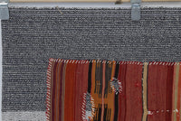 Vintage Turkish Tapestry Rug, Red Rust Striped Motif Wall Hanging (3'7" x 4'5") - photo 3 of 10
