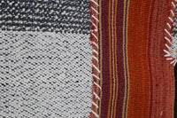 Vintage Turkish Tapestry Rug, Red Rust Striped Motif Wall Hanging (3'7" x 4'5") - photo 9 of 10