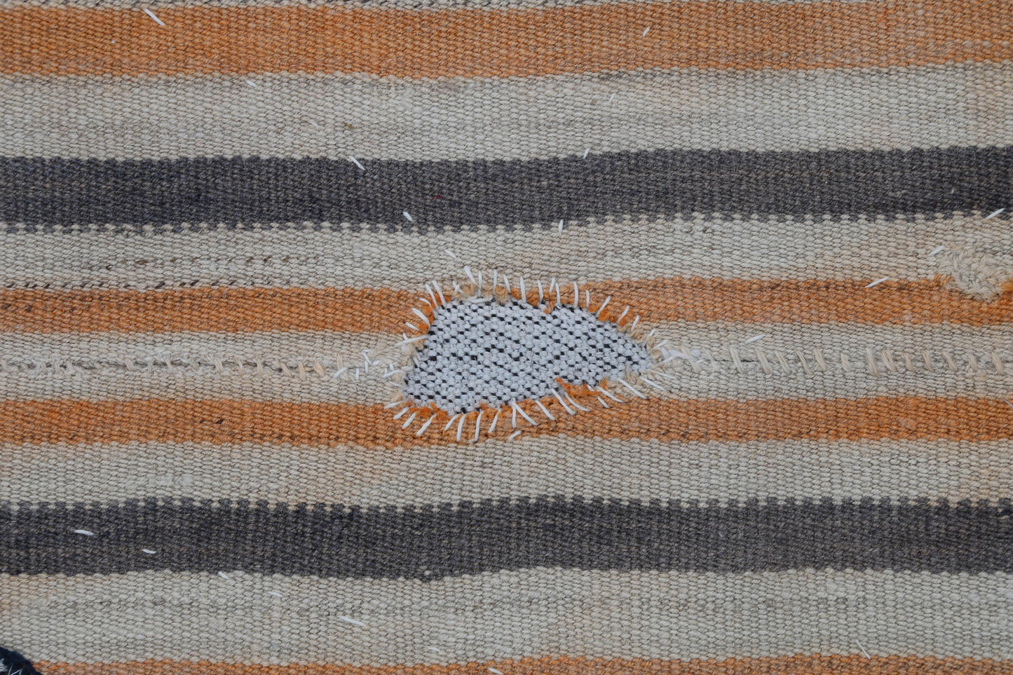 3x4 Handmade Wool Tapestry Rug, Striped Textile Wall Hanging, Minimalist Fiber Art Decor