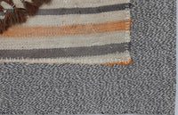 Vintage Turkish Tapestry Rug, Cream Orange Striped Wall Hanging (3'6" x 4'4") - photo 9 of 10