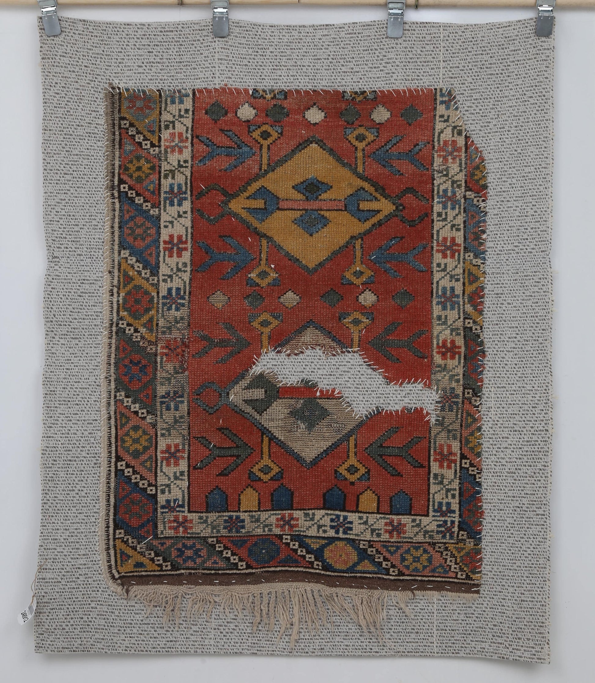 3x4 Handmade Wool Tapestry Rug, Turkish Textile Wall Hanging, One of a Kind Fiber Art