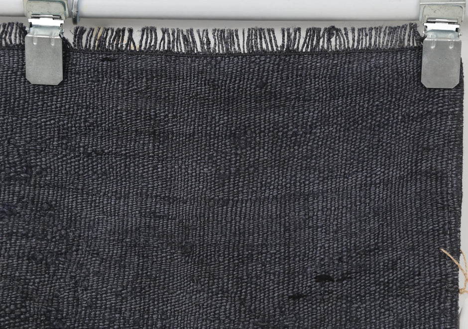 2x7 Vintage Turkish Hemp Runner Rug, Handmade Charcoal Gray Hallway Runner, Minimal Rustic Long Rug