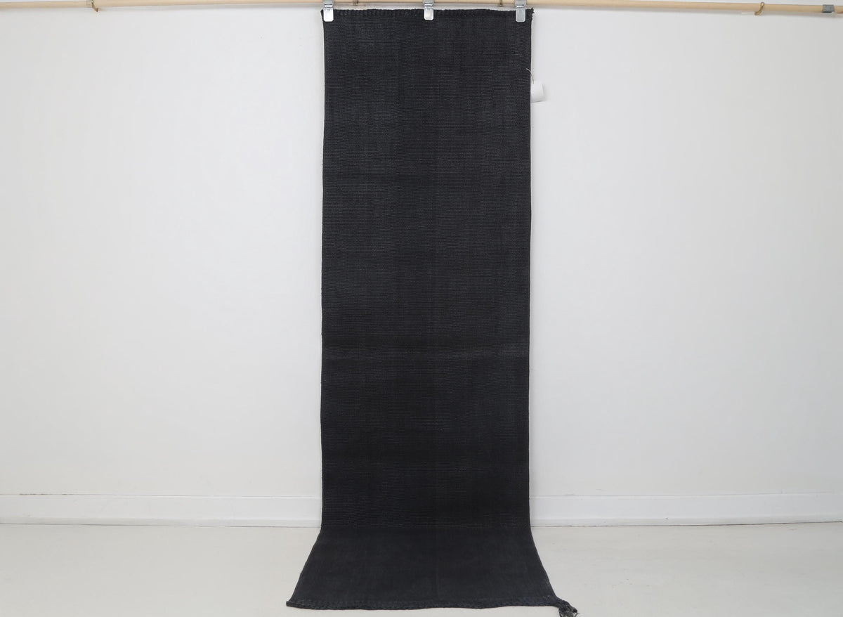 Vintage Turkish Hemp Runner Rug, Dark Blue Minimalist Solid (2x8) - photo 1 of 8