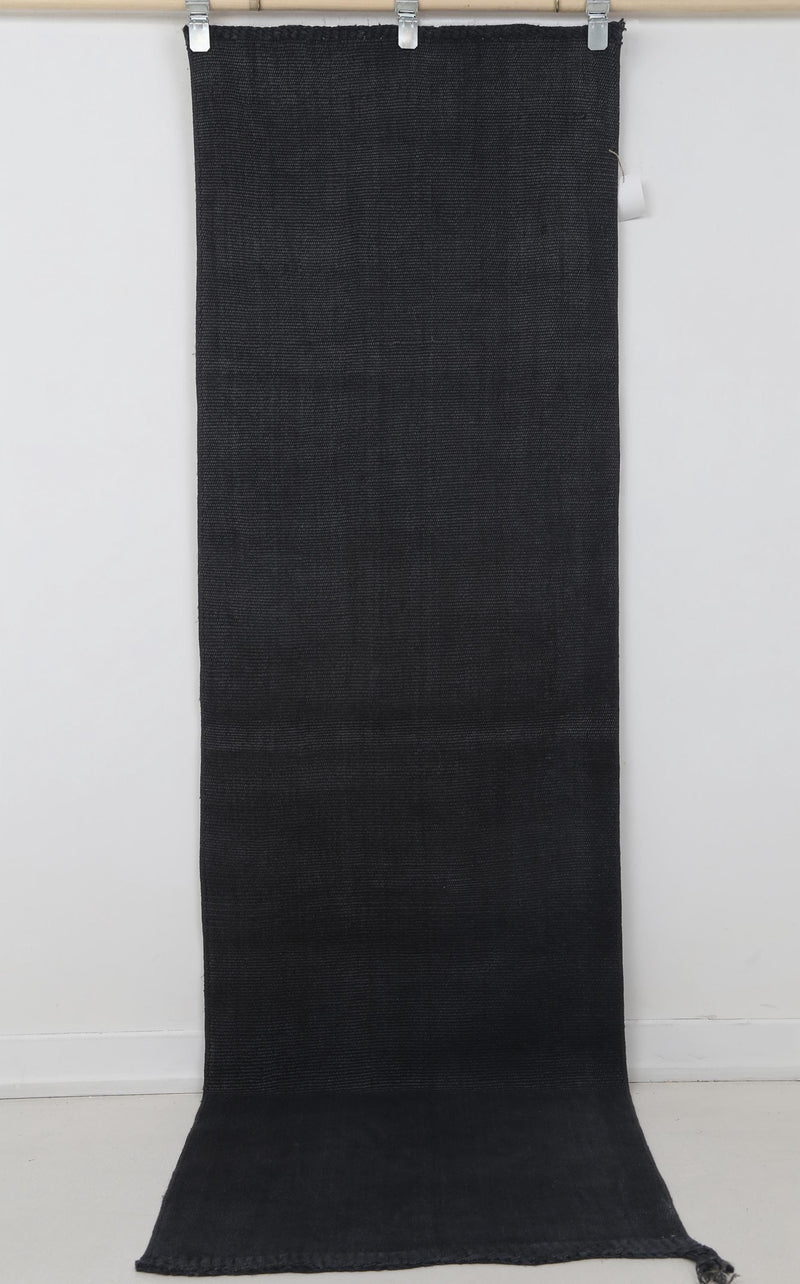 2x8 Vintage Turkish Hemp Runner Rug, Handmade Dark Blue Minimalist Hallway Rug, Solid Natural Hemp Runner