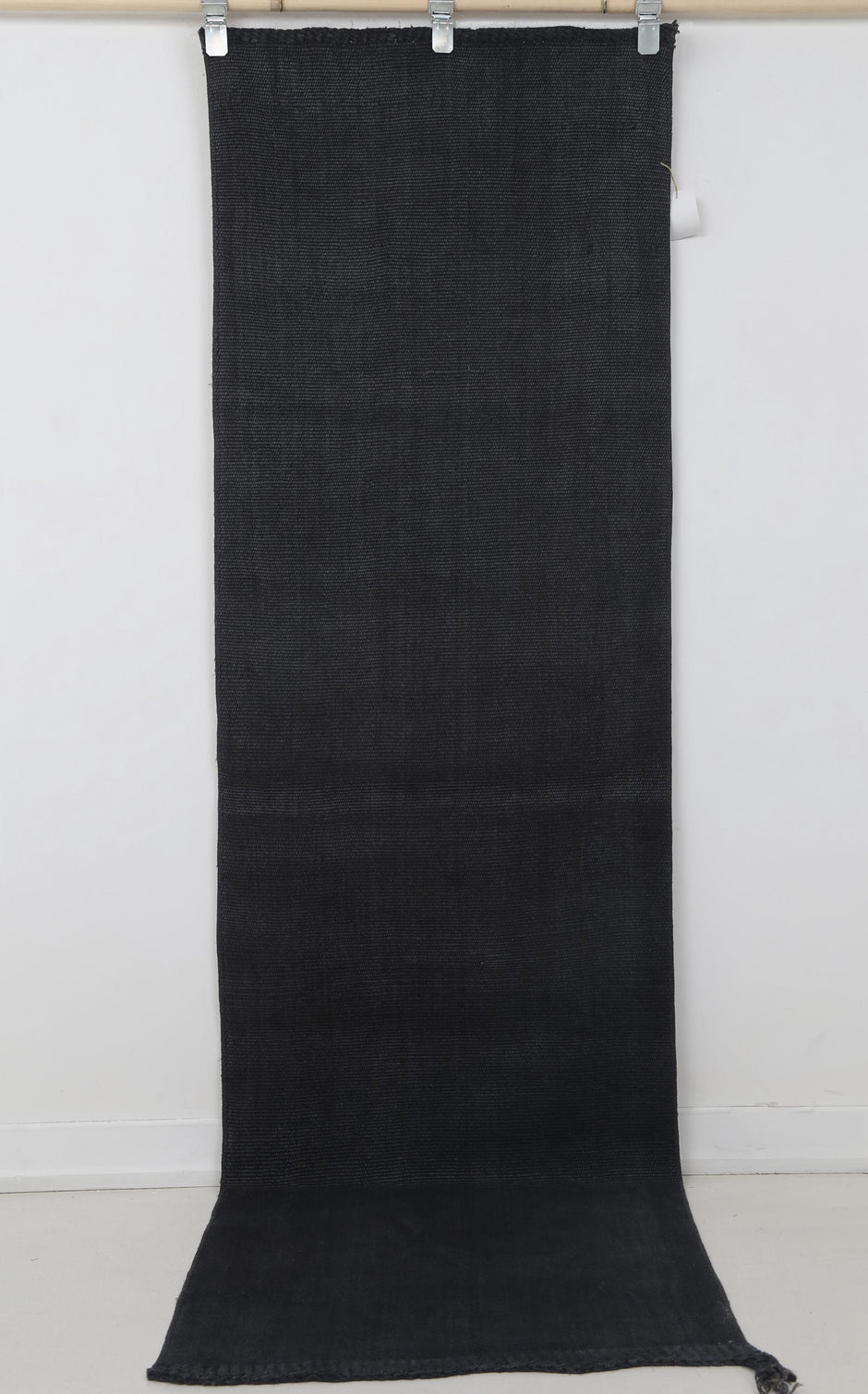 2x8 Vintage Turkish Hemp Runner Rug, Handmade Dark Blue Minimalist Hallway Rug, Solid Natural Hemp Runner