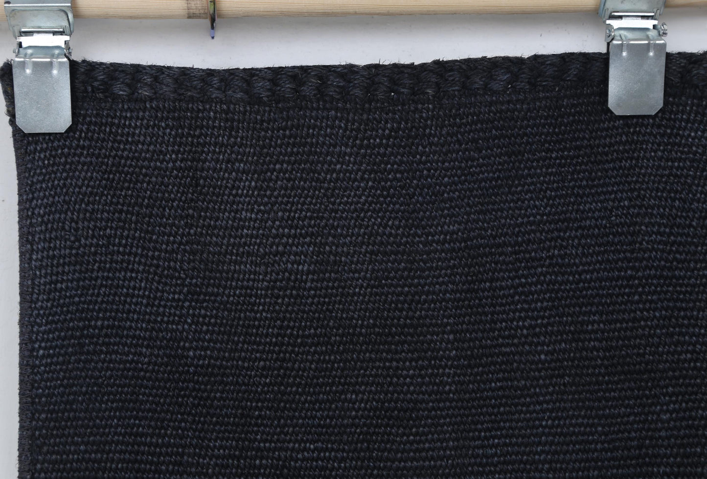 2x8 Vintage Turkish Hemp Runner Rug, Handmade Dark Blue Minimalist Hallway Rug, Solid Natural Hemp Runner
