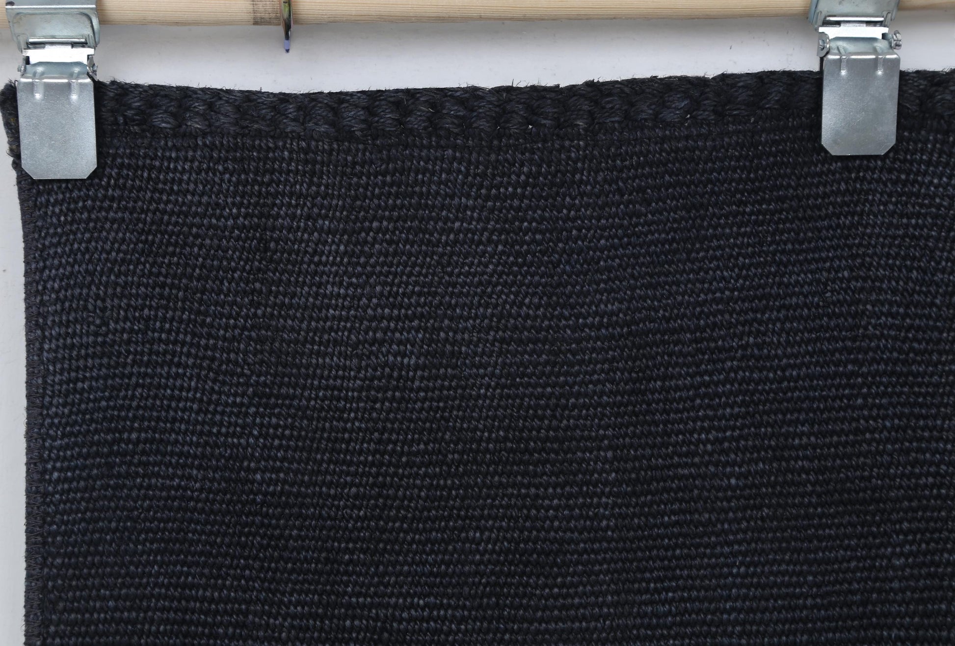 2x8 Vintage Turkish Hemp Runner Rug, Handmade Dark Blue Minimalist Hallway Rug, Solid Natural Hemp Runner