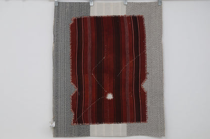 3x4 Vintage Turkish Tapestry Rug, Handwoven Wool Cotton Wall Hanging, Rustic Textile Wall Art