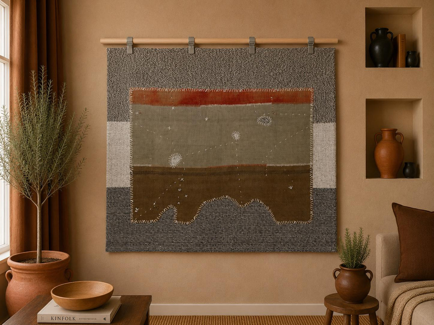 3x4 Handmade Wool Tapestry Rug, Turkish Textile Wall Hanging, One of a Kind Fiber Art,