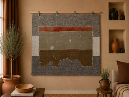 3x4 Handmade Wool Tapestry Rug, Turkish Textile Wall Hanging, One of a Kind Fiber Art,