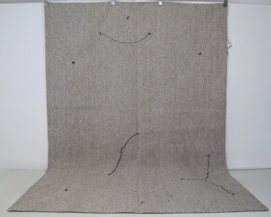 6x8 Vintage Turkish Flatweave Rug, Handmade Neutral Brown Wool Kilim, Minimalist Area Rug