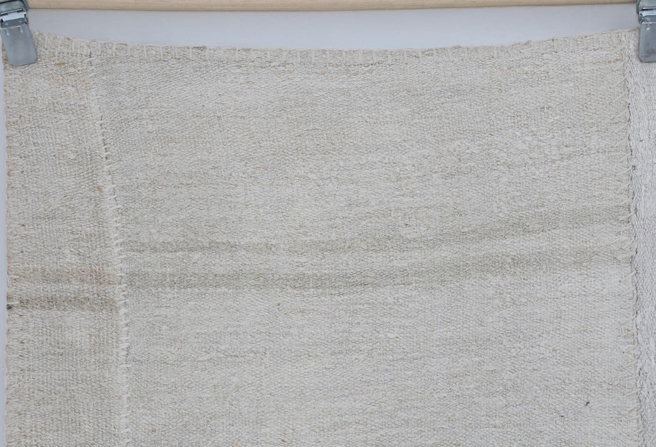 7x10 Vintage Turkish Hemp Patchwork Rug, Handmade Neutral Beige Area Rug, Minimalist Large Hemp Rug