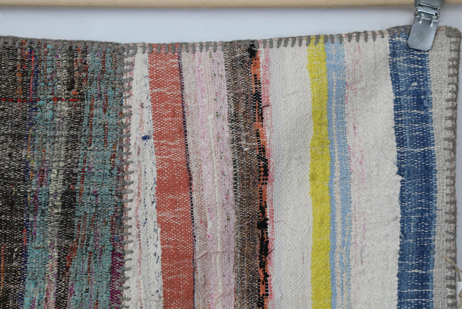7x10 Vintage Turkish Flatweave Patchwork Rug, Handmade Multicolor Kilim Area Rug, Large Bohemian Wool Cotton Carpet