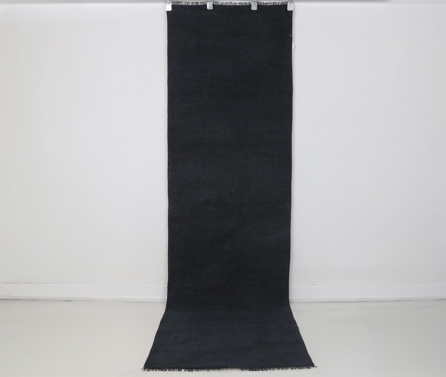 2x8 Vintage Turkish Hemp Runner Rug, Handmade Dark Blue Minimalist Hallway Rug, Narrow Rustic Hemp Carpet