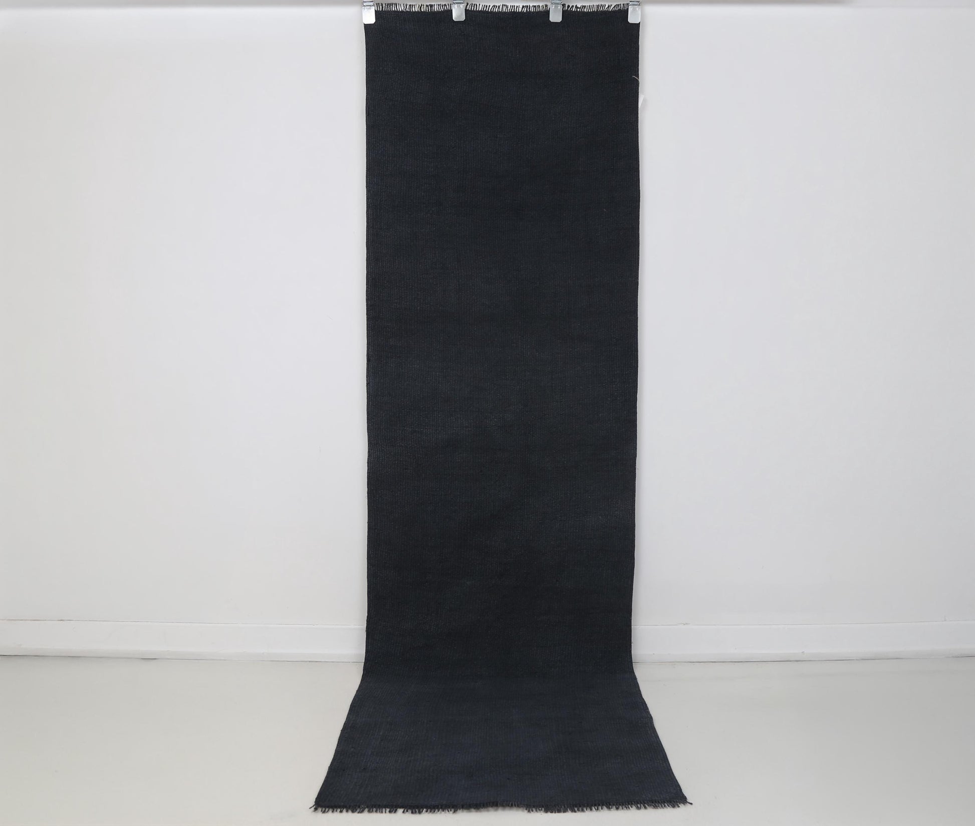 2x8 Vintage Turkish Hemp Runner Rug, Handmade Dark Blue Minimalist Hallway Rug, Narrow Rustic Hemp Carpet