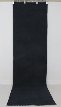 Vintage Turkish Hemp Runner Rug, Dark Blue Minimalist (2x8) - photo 2 of 9