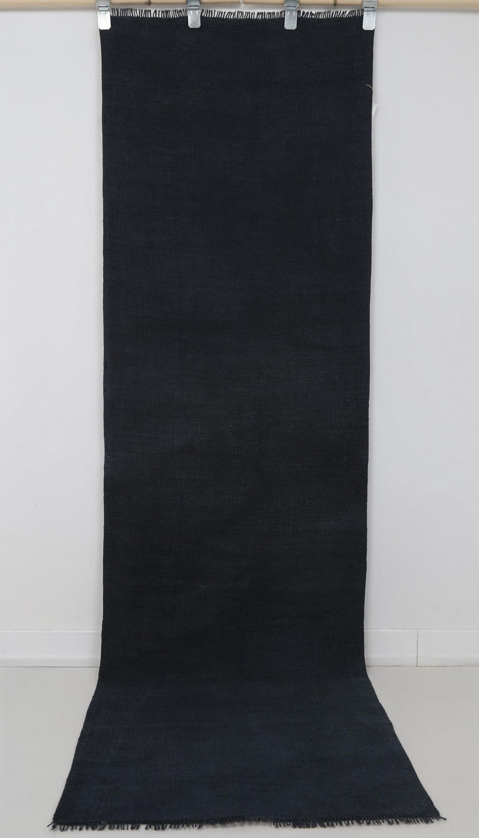 2x8 Vintage Turkish Hemp Runner Rug, Handmade Dark Blue Minimalist Hallway Rug, Narrow Rustic Hemp Carpet
