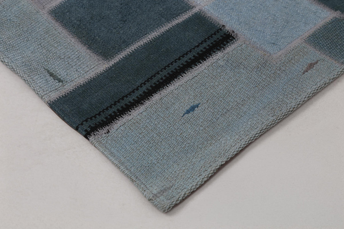 2x7 Handmade Hemp Patchwork Runner Rug, Vintage Turkish Hallway Rug, One of a Kind Entryway Carpet