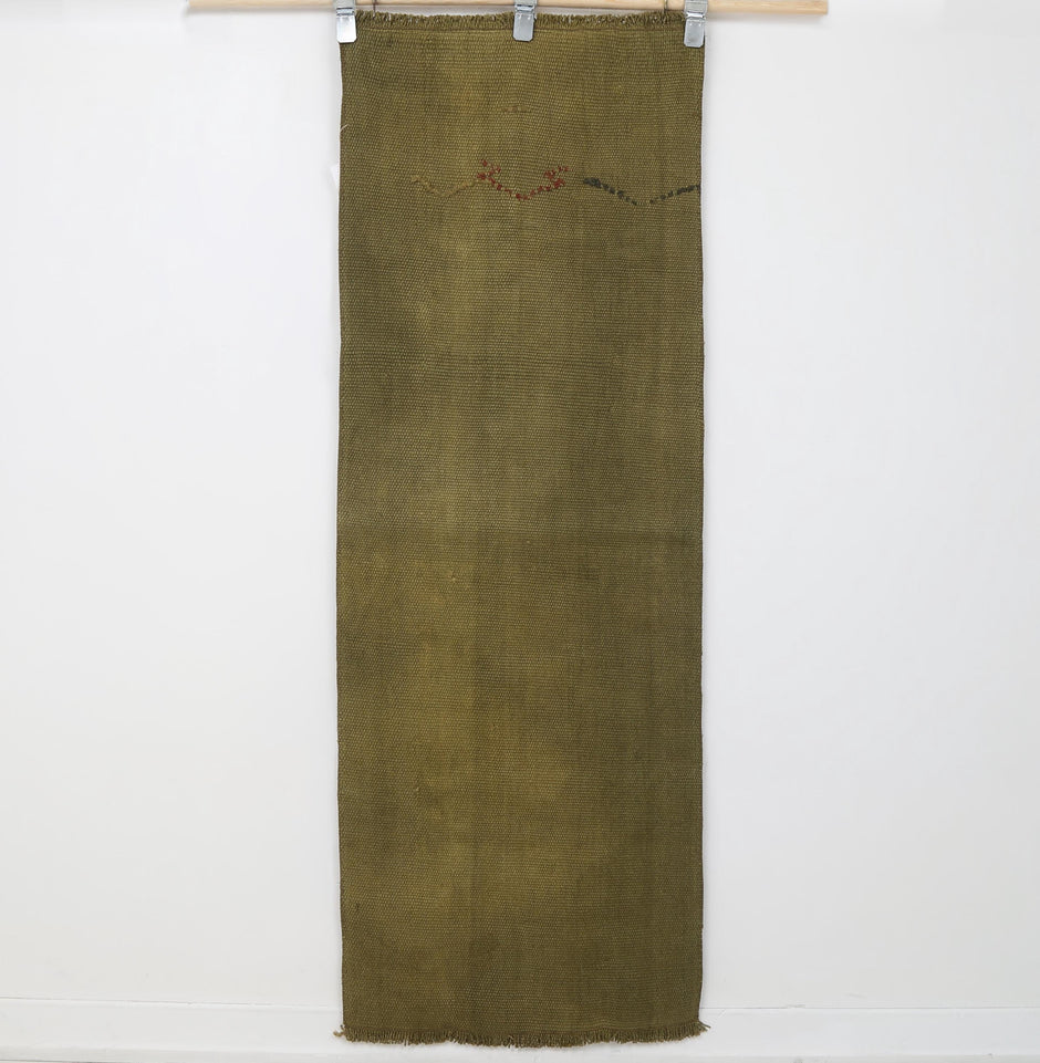 2x5 Vintage Turkish Hemp Runner Rug, Handmade Mustard Hallway Rug, Minimalist Narrow Runner Carpet