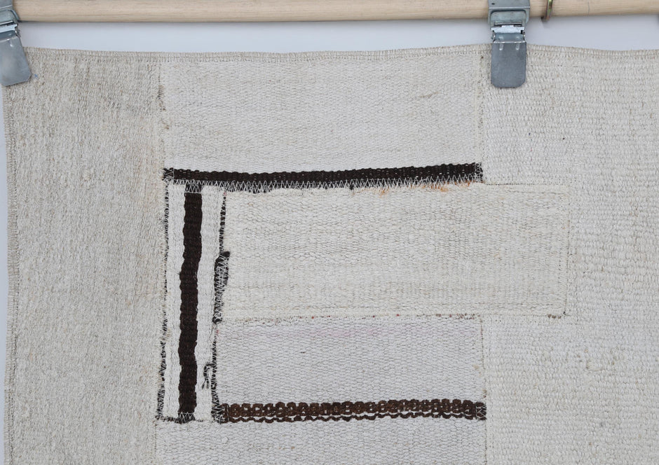 3x5 Hemp Patchwork Tapestry Rug, Handmade Turkish Textile Wall Hanging, One of a Kind Fiber Art
