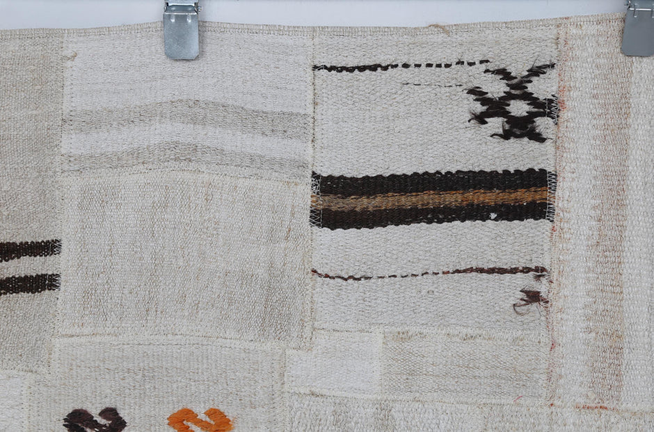 3x5 Hemp Patchwork Tapestry Rug, Handmade Turkish Textile Wall Hanging, One of a Kind Fiber Art