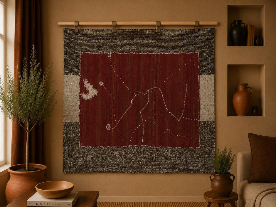 3x4 Handmade Wool Tapestry Rug, Turkish Textile Wall Hanging, One of a Kind Fiber Art