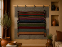 Vintage Turkish Tapestry Rug, Multicolor Striped Wall Hanging (3'5" x 4'3") - photo 1 of 9
