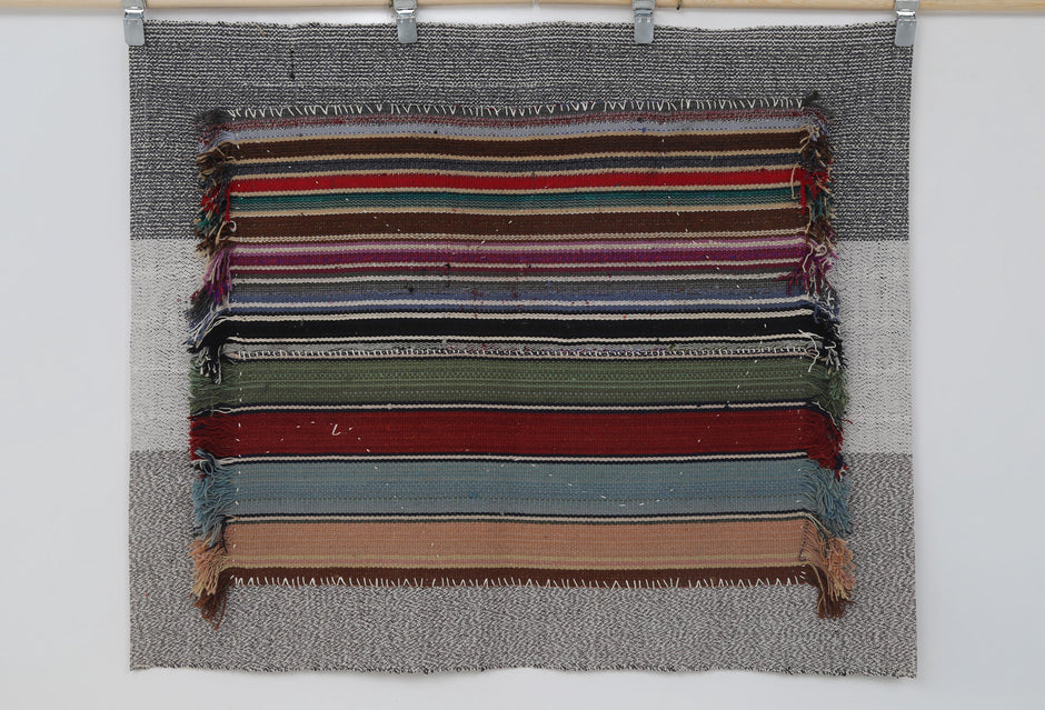 3x5 Handmade Striped Turkish Tapestry Rug, Vintage Textile Wall Hanging, Woven Fiber Art