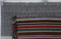 Vintage Turkish Tapestry Rug, Multicolor Striped Wall Hanging (3'5" x 4'3") - photo 3 of 9