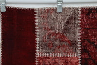 5x6 Vintage Turkish Tapestry Rug, Handmade Patchwork Wall Hanging, Red Wool Cotton Textile Wall Art, Boho Home Decor