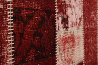 5x6 Vintage Turkish Tapestry Rug, Handmade Patchwork Wall Hanging, Red Wool Cotton Textile Wall Art, Boho Home Decor