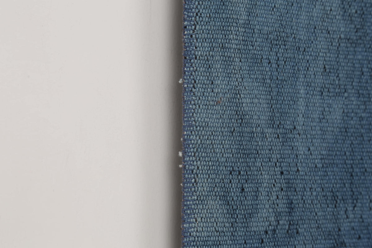 3x4 Handmade Hemp Tapestry Rug, Blue Minimalist Wall Hanging, Natural Fiber Art Decor
